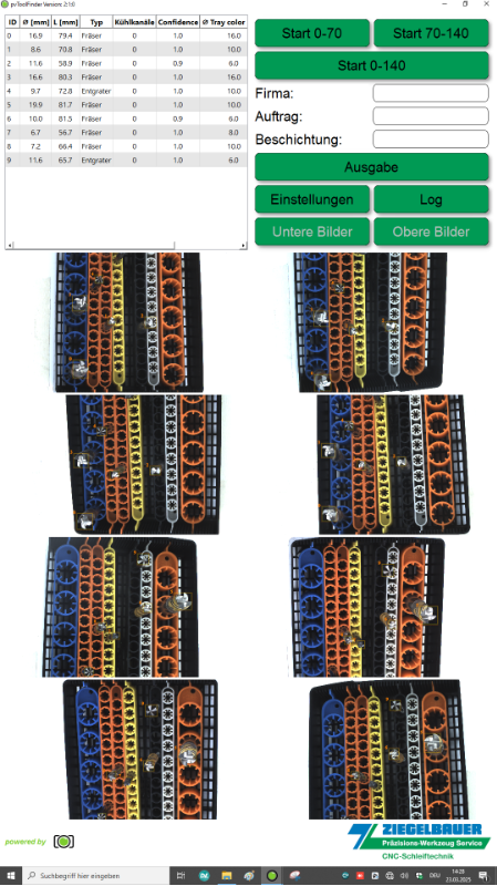 Bedienpanel und Anzeigeeinheit Toolfinder