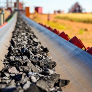 gravel on a conveyor