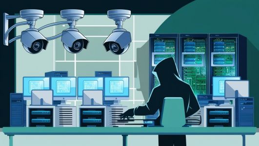 Comicdarstellung eines Cyberangriffs in einer Bildverarbeitungsumgebung
