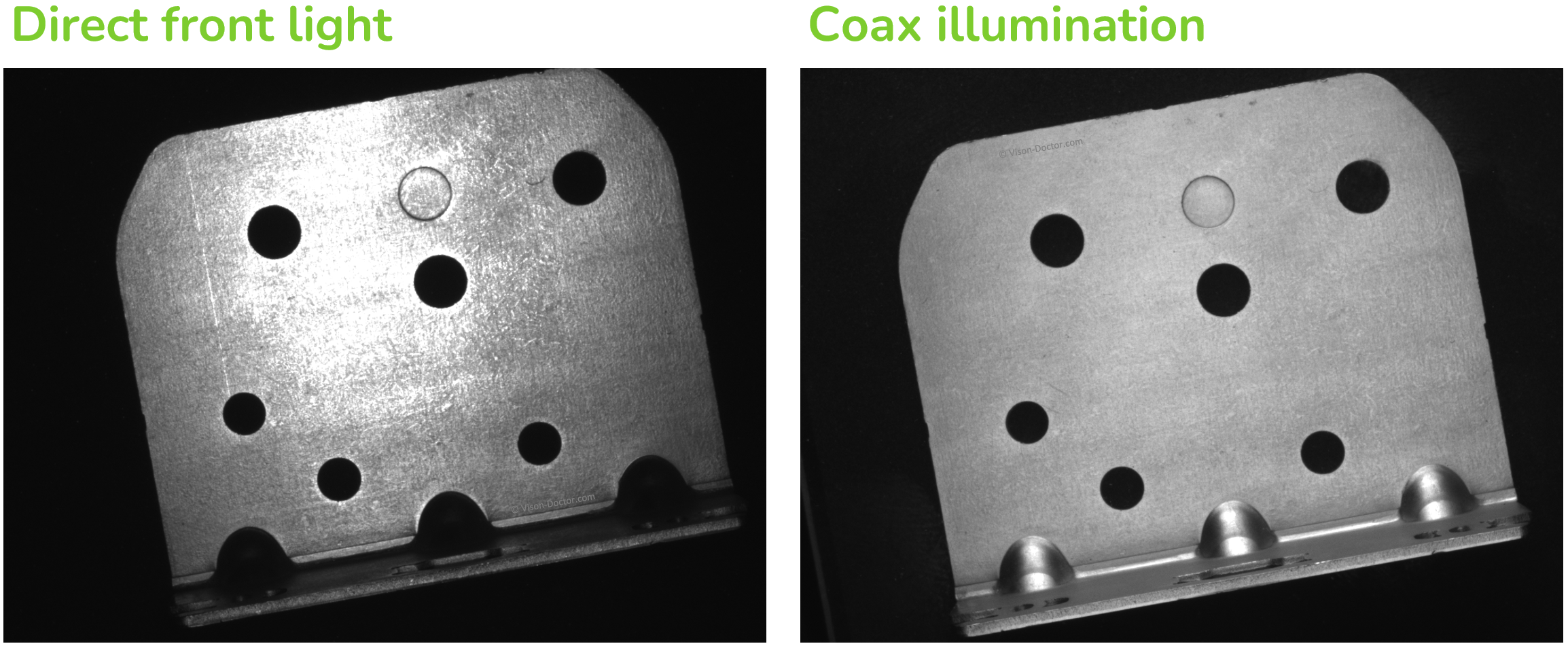 Aufnahmen fallender Strasssteine aus vier Perspektiven