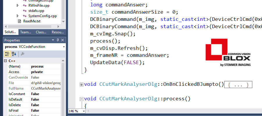 Beispiel Code-Entwicklung mit Bildverarbeitungs-Bibliotek Common Vision Blox